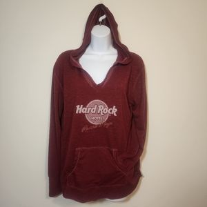 HARD ROCK HOTEL HOODIE RIVIERA MAYA PULLOVER BURGANDAY WOMEN'S MEDIUM